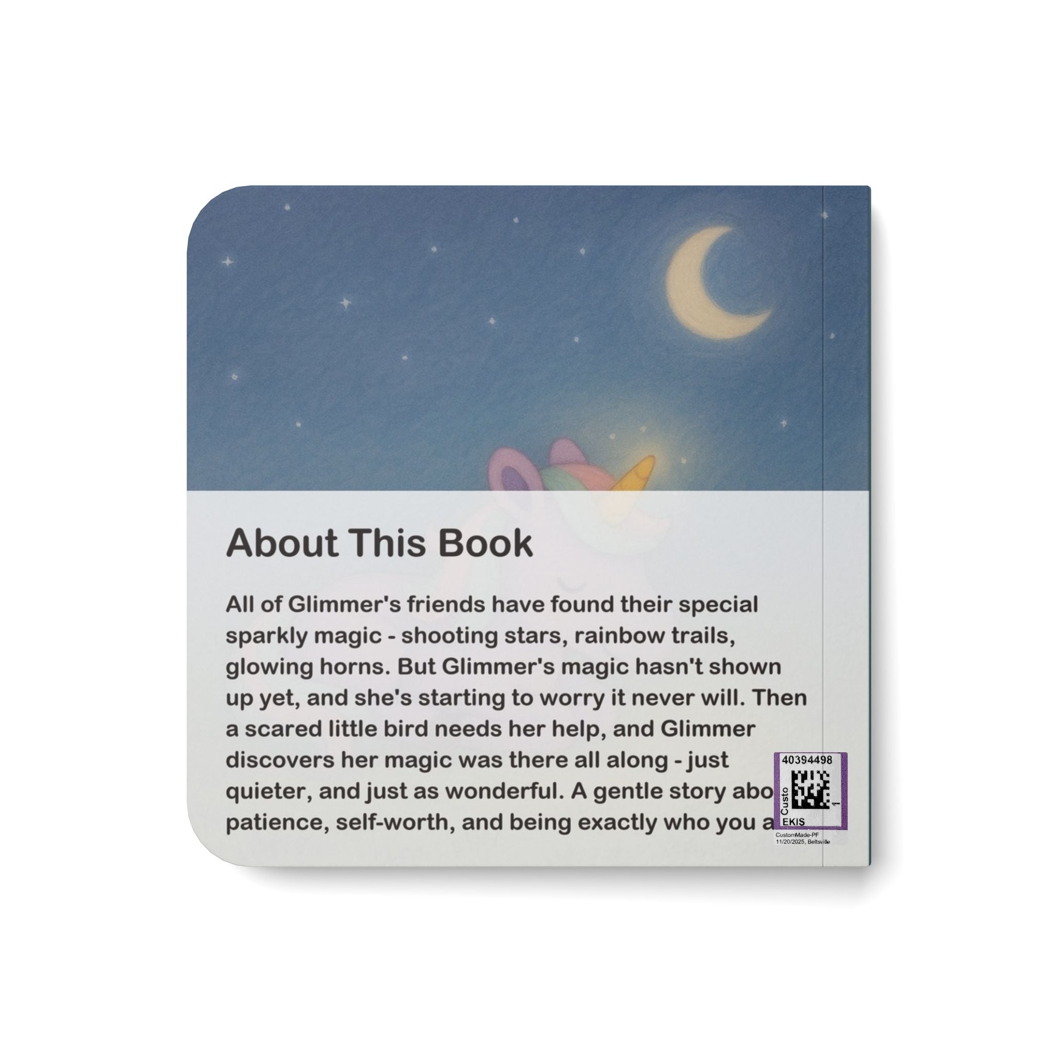 Unicorn Board Book — "Glimmer's Big Leap" Toddler Storybook